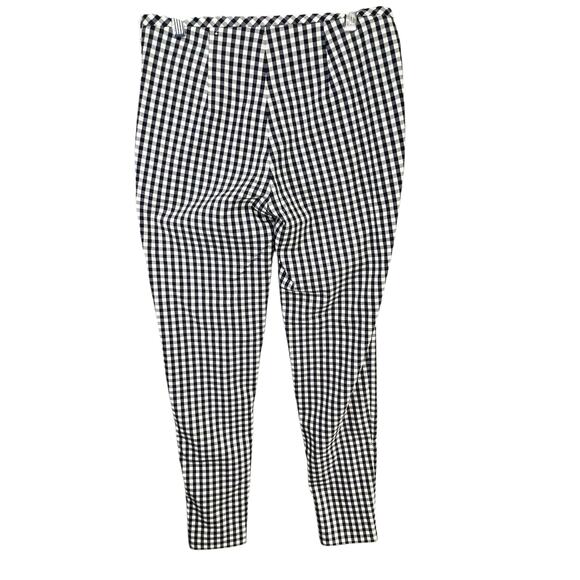 J McLaughlin Georgina Ankle Pant Women 2 Blue White Gingham Check Stretch Preppy - Picture 3 of 13